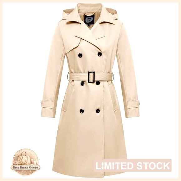 Jackets & Blazers - Classic Long Trench Coat Waterproof Windbreaker Double Breasted Belted
